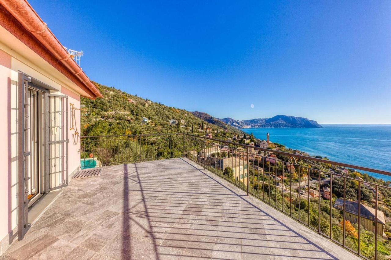 Casaviva - Ampio Trilocale Vista Mare Con Piscina - Pieve Alta Daire Pieve Ligure Dış mekan fotoğraf