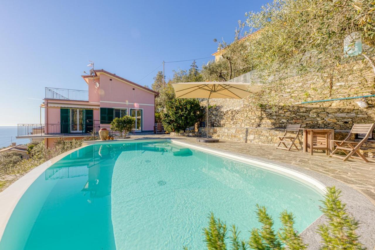 Casaviva - Ampio Trilocale Vista Mare Con Piscina - Pieve Alta Daire Pieve Ligure Dış mekan fotoğraf