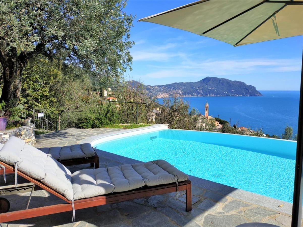 Casaviva - Ampio Trilocale Vista Mare Con Piscina - Pieve Alta Daire Pieve Ligure Dış mekan fotoğraf